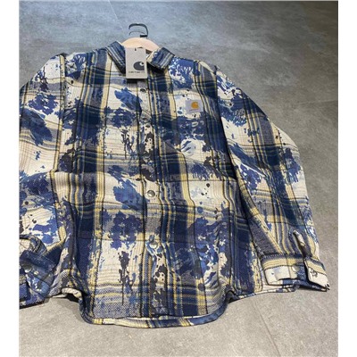 Рубашка в клетку с акварельным рисунком Кархат*т