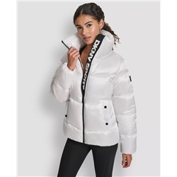 DKNY Women's Quilted Puffer Interior Placket Logo Jacket