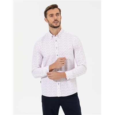 Kırmızı Slim Fit Uzun Kollu Gömlek