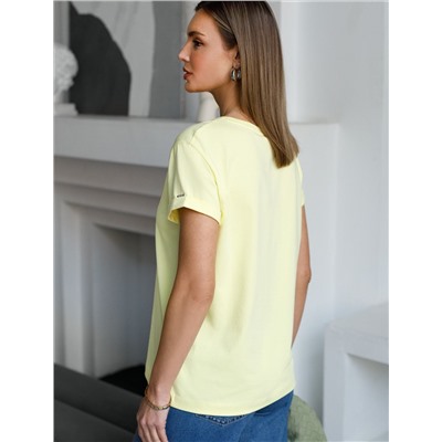 Свободная футболка с принтом из премиального хлопка с эластаном