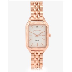 LADIES ROSE GOLD SQUARE WATCH AND BRACELETS SET