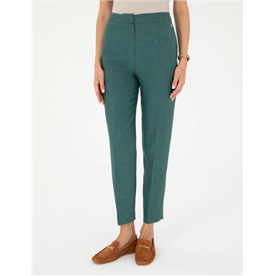 Yeşil Carrot Fit Keten Pantolon