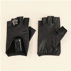 Женские кожаные перчатки Zar*a  с короткими пальцами, декорированное украшением