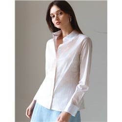 Блузка приталенного силуэта в полоску из эластичного хлопка
