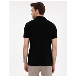 Siyah Slim Fit %100 Pamuk Polo Yaka Basic Tişört