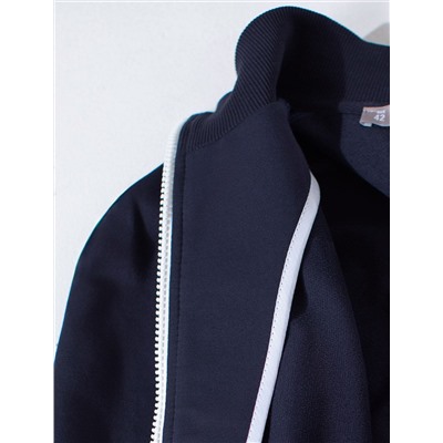 Свободный бомбер с лампасами на молнии из петельчатого футера двухнитки с эластаном