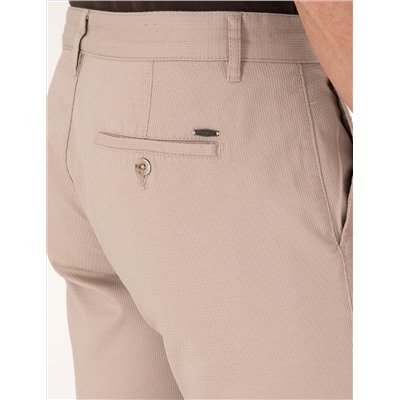 Bej Slim Fit Dokuma Şort