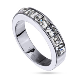 Кольцо Квадро (кристаллы SW белые; покрытие родий), Есть комплект