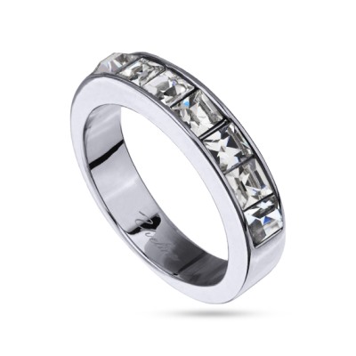 Кольцо Квадро (кристаллы SW белые; покрытие родий), Есть комплект