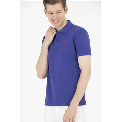 Erkek Mavi Basic Polo Yaka Tişört