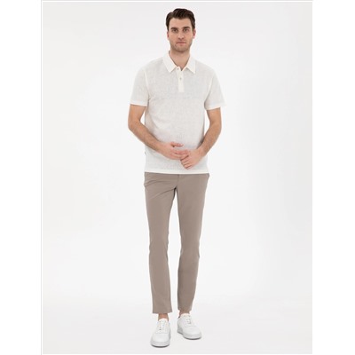 Ekru Slim Fit Polo Yaka Tişört