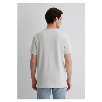 Mavi Logo Baskılı Gri Erkek T-shirt M066846-70080