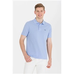Erkek Mavi Basic Polo Yaka Tişört