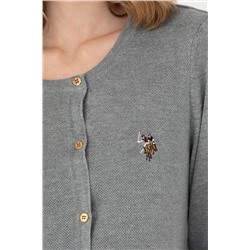 Kadın Gri Melanj Basic Triko Hırka