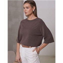 Свободный джемпер с рукавом 3/4 тонкой вязки из вискозы