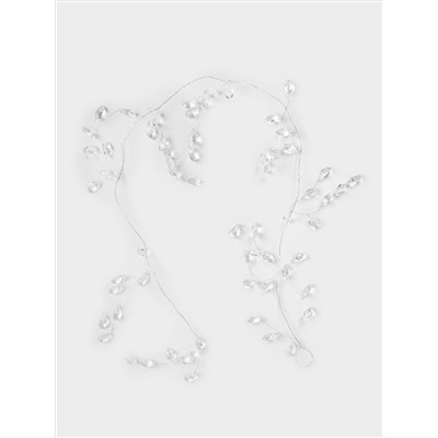 Ветка-гирлянда декоративная, 1,2 м, акрил/металл, серебристая, Кристаллы, Event