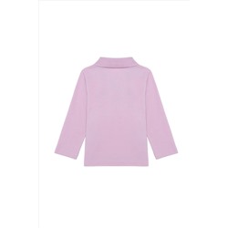 Kız Çocuk Açık Manolya Basic Polo Yaka Sweatshirt