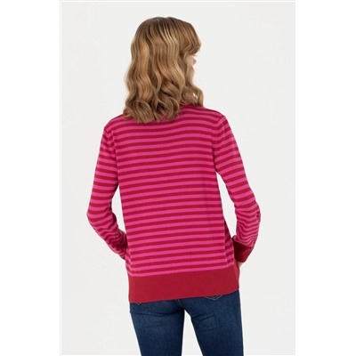 Kadın Kırmızı Balıkçı Yaka Kazak