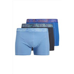 Jack & Jones Erkek Turuncu Jacpete Solid Trunks 3 Pack Boxer 12277585-Azureblue