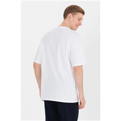 Erkek Beyaz Long Fit Bisiklet Yaka Tişört