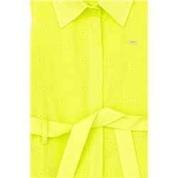 Kız Çocuk Neon Sarı Kolsuz Dokuma Elbise