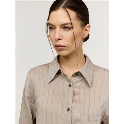 Бежевая рубашка в полоску