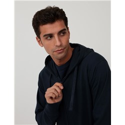 Chaqueta de Punto con Capucha, Azul Oscuro