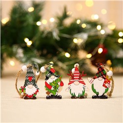 Подарочная коробочка с деревянными новогодними украшениями ( набор12 шт)