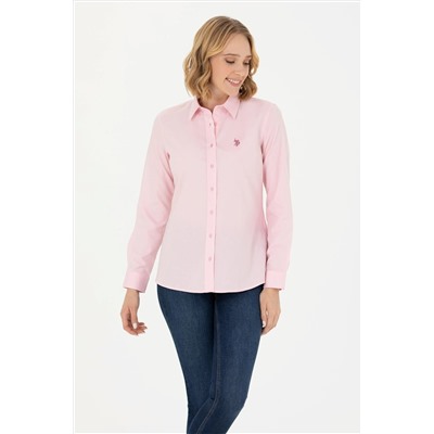 Kadın Pembe Uzun Kollu Basic Gömlek