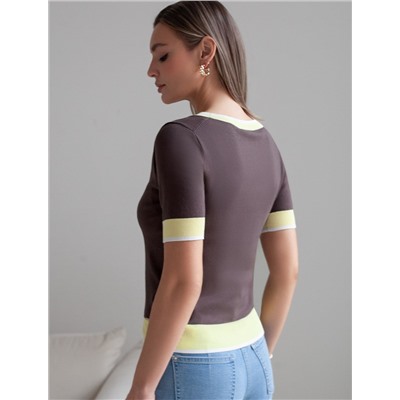 Джемпер с V-вырезом с коротким рукавом из вискозы