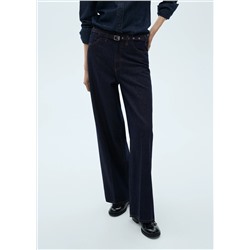 Jeans wideleg rinse wash cinturón