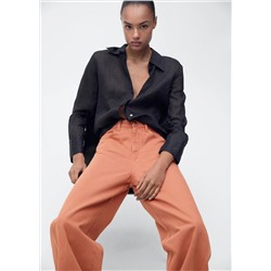 Jeans wide leg tiro alto