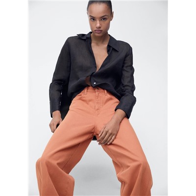 Jeans wide leg tiro alto