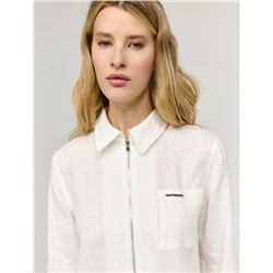 Белая рубашка изо льна на молнии