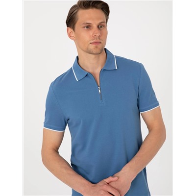 Koyu Mavi Slim Fit Polo Yaka Tişört