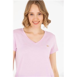 Kadın Manolya V - Yaka Basic Tişört