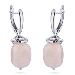 Серьги Терра (розовый кварц 17мм, покрытие родий), Есть комплект