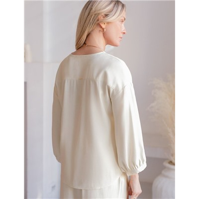 Укороченная блузка с V вырезом из плотного лиоцелла