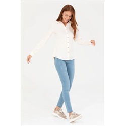 Kadın Krem Örme Gömlek