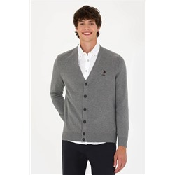 Erkek Gri Melanj Basic Triko Hırka