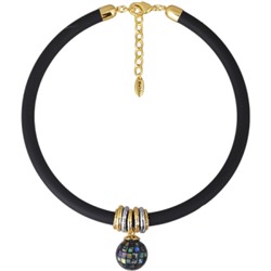 Колье Гевея (гелиотис 16мм, каучук черный; покрытие золото) 40-45см, Есть комплект