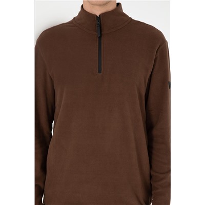 Erkek Kahverengi Basic Sweatshirt