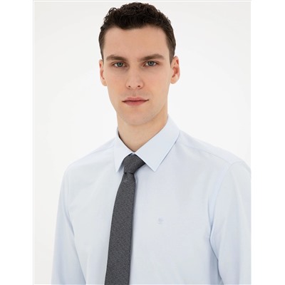 Açık Mavi Slim Fit Uzun Kollu Basic Gömlek