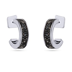 Серьги Галактика (кристаллы SW темно-серые; покрытие родий), Есть комплект