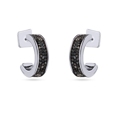 Серьги Галактика (кристаллы SW темно-серые; покрытие родий), Есть комплект