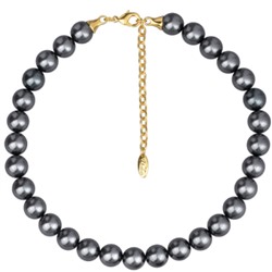 Бусы (Майорка 12мм темно-серая; покрытие золото) 38-45см, Есть комплект