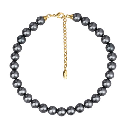 Бусы (Майорка 12мм темно-серая; покрытие золото) 38-45см, Есть комплект