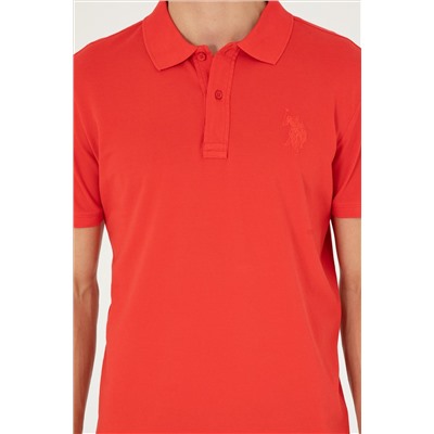 Erkek Slim Fit Polo Yaka Kırmızı Basic Tişört