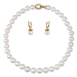 Комплект Эдисон (жемчуг белый 11-13мм; покрытие золото) 45см