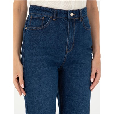 Koyu İndigo Mom Fit Jean Pantolon
